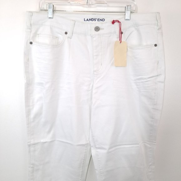 New NWT Lands End White Mid Rise Slim Denim Jeans - Picture 2 of 9